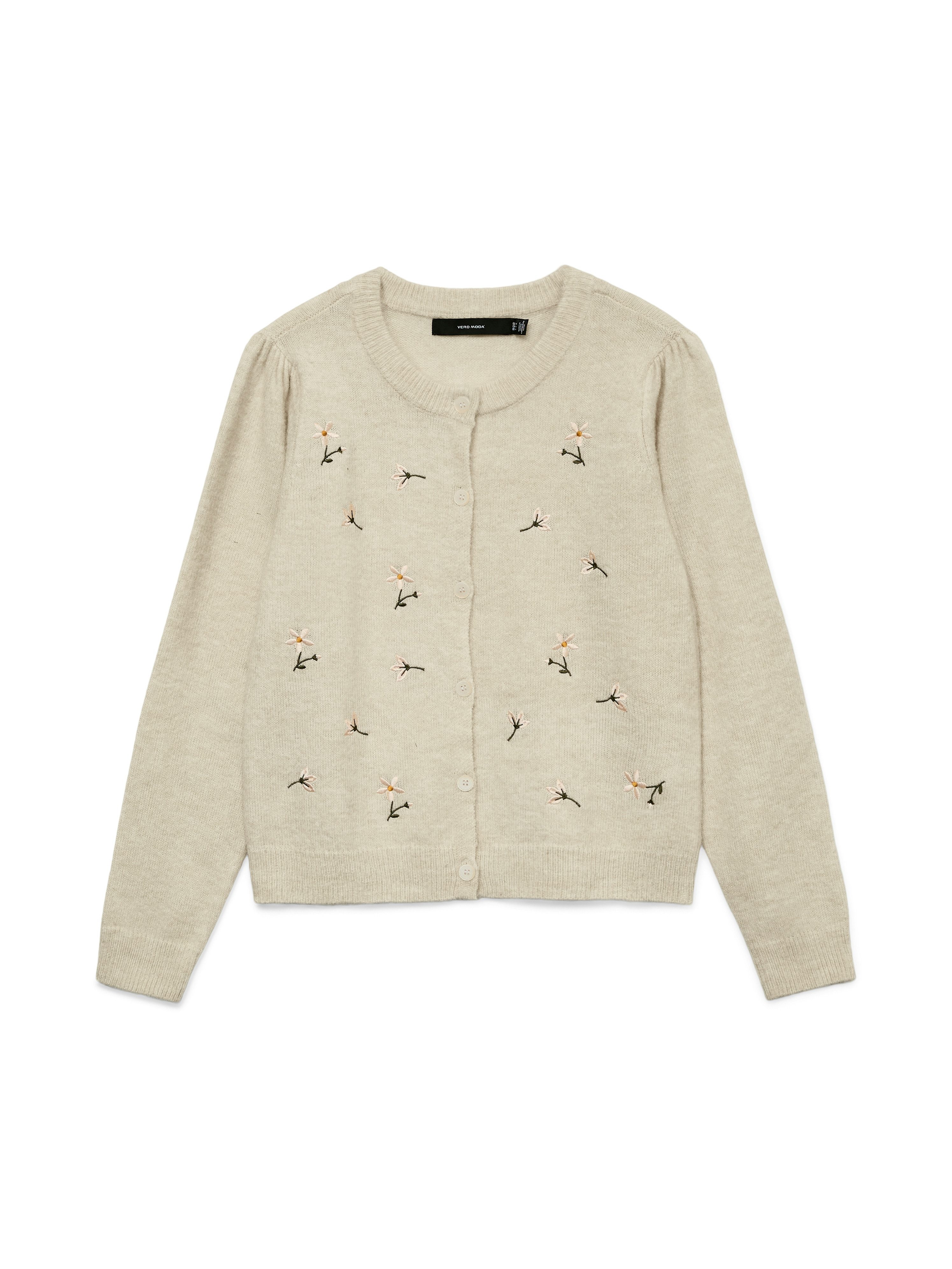 Strickjacke VMFIORELLA EMB LS O-NECK SHORT CARD BOO
