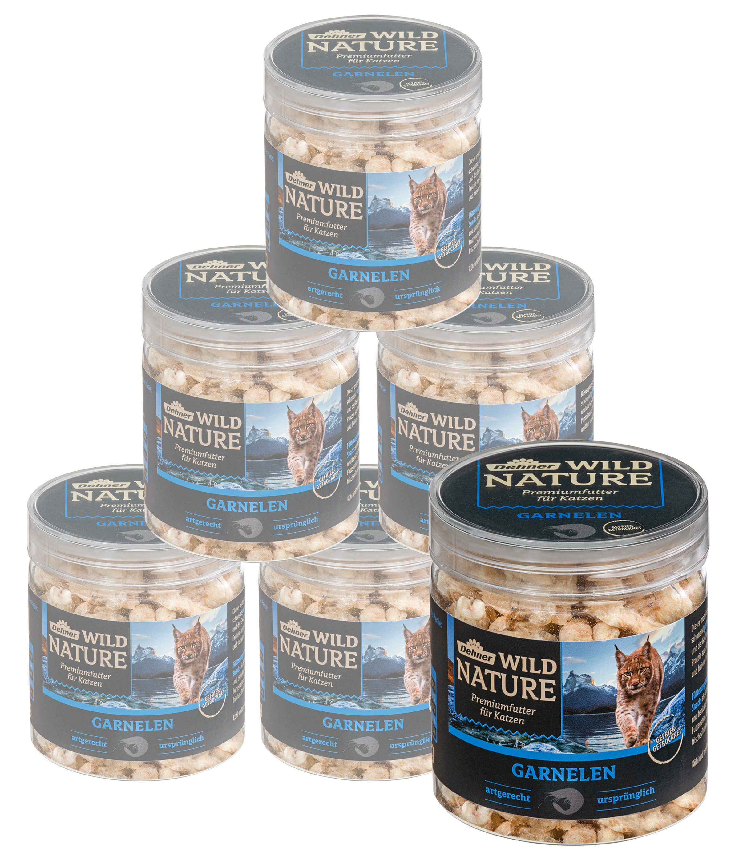 Dehner Wild Nature Katzensnack, versch. Sorten, 6 x Dose, glutenfrei, Snack für: Katze, Leckerli für sensible Katzen, gefriergetrocknet, zuckerfrei