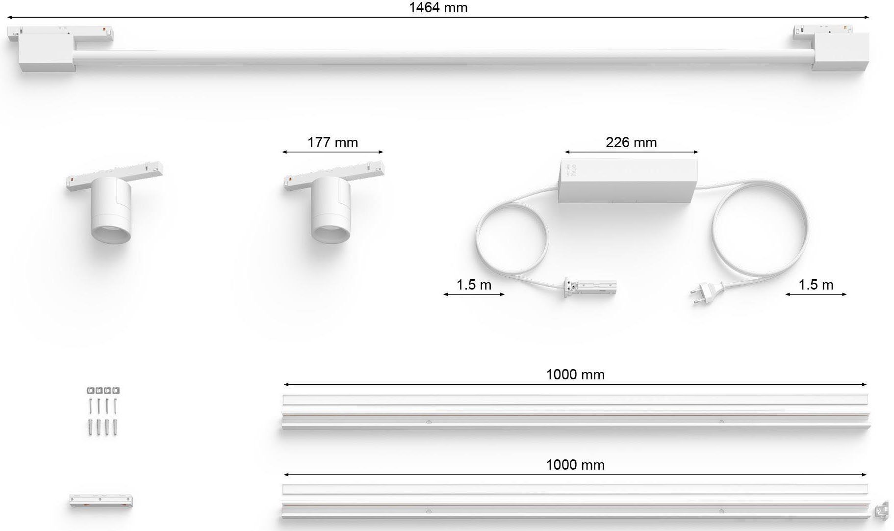 Dimmer, fest Gradient LED integriert, Wandleuchte Schienensystem Farbwechsler, Philips Tube, Hue LED