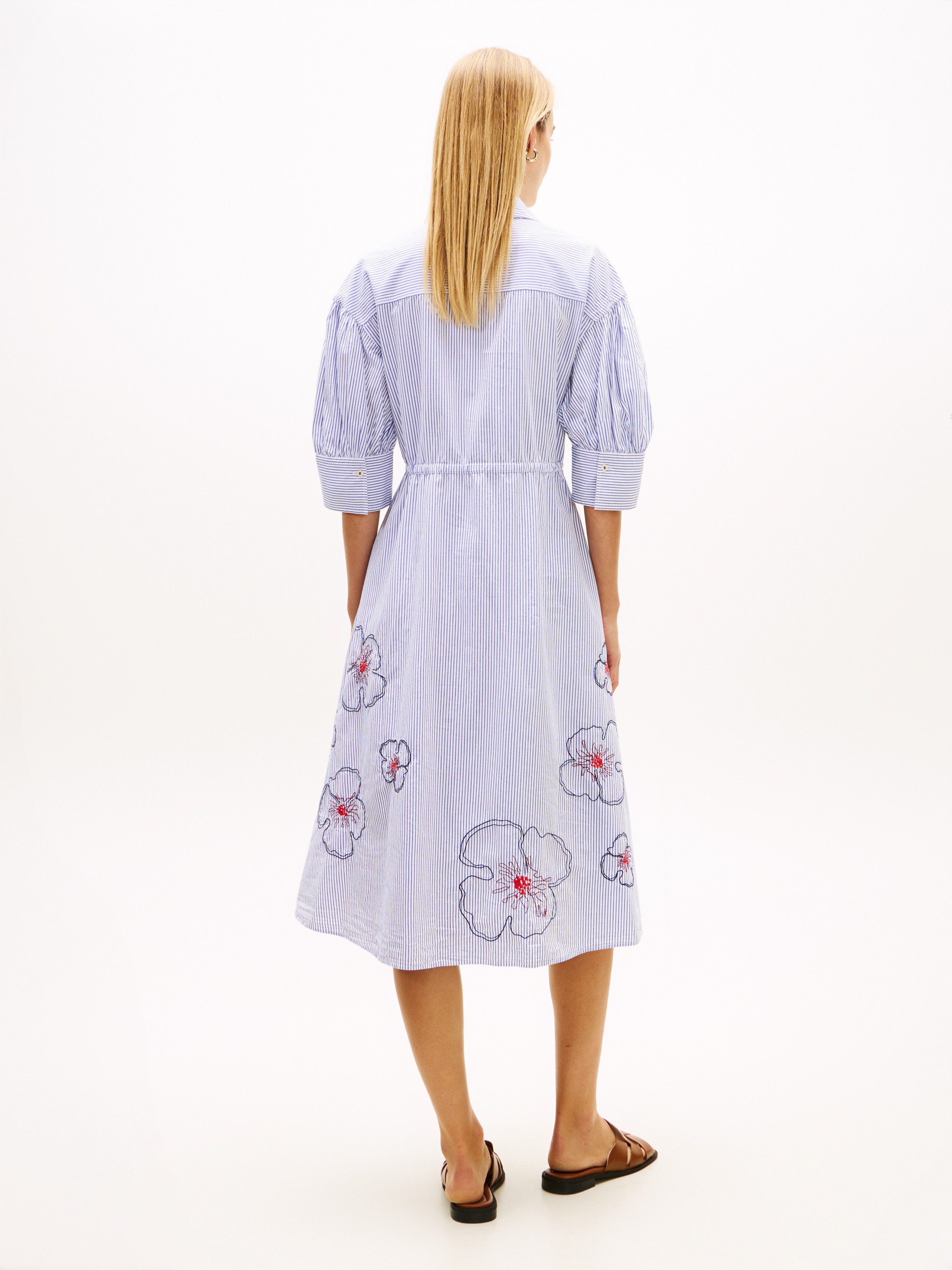 Tommy Hilfiger Hemdblusenkleid EMBROIDERED POPLIN SHIRT DRESS mit Spaghetti-Trägern zum Binden