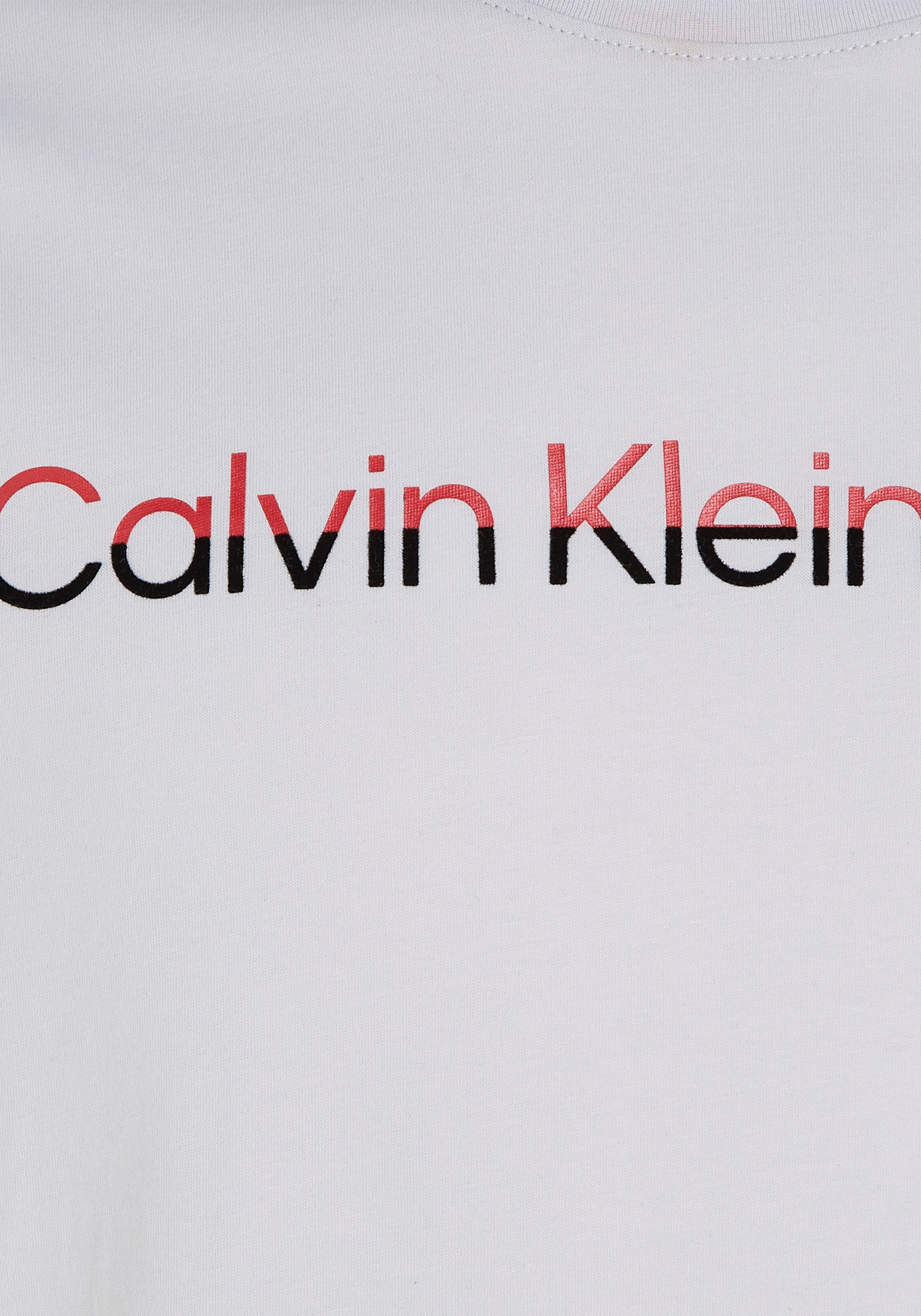 Calvin Klein Jeans Logoschriftzug grau Shirt INSTITUTIONA MIXED T-Shirt mit Calvin Klein