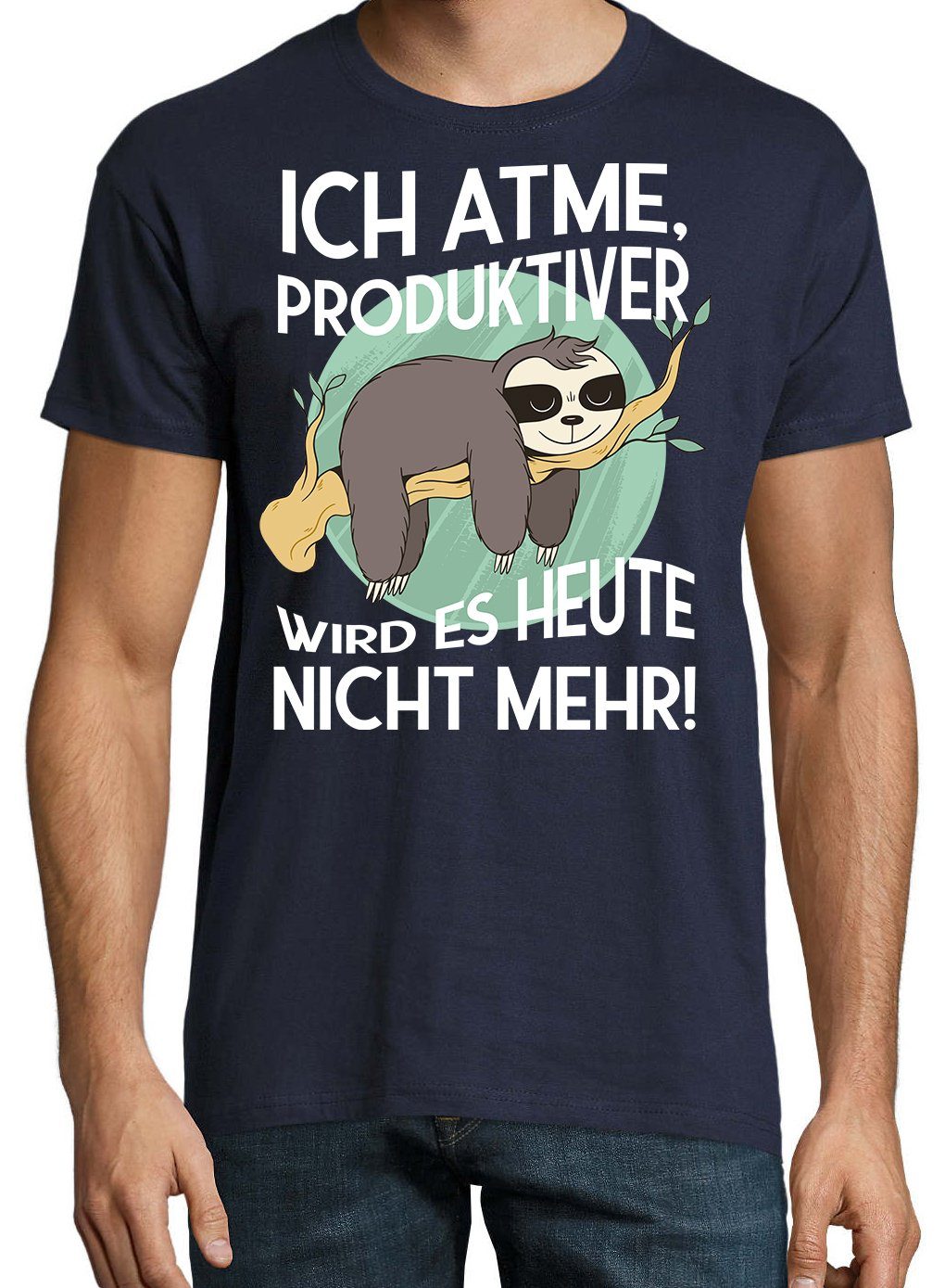 nicht es Produktiver Designz Youth T-Shirt Ich lustigem Herren Frontprint Shirt Atme, mehr heute mit wird Navyblau