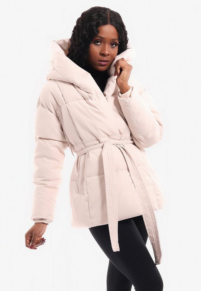 YC Fashion & Style Winterjacke Steppjacke mit XXL Kapuze und Taillengürtel  mit Kapuze