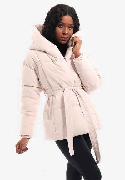 YC Fashion & Style Winterjacke Steppjacke mit XXL Kapuze und Taillengürtel mit Kapuze
