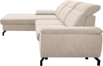 WERK2 Ecksofa Panama L-Form, Modernes Sofa mit Schlaffunktion, Bettkasten, Kopfteile verstellbar