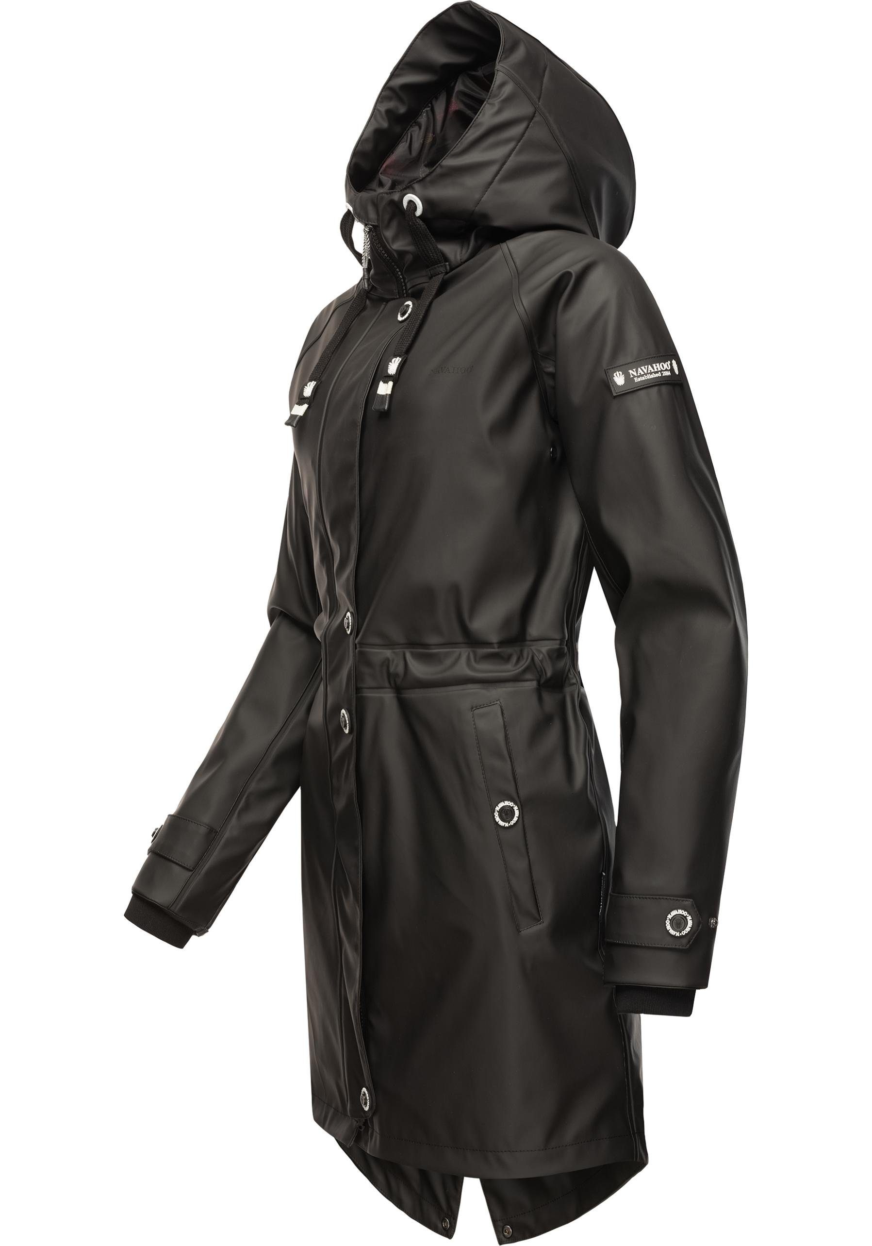 Regenmantel Navahoo Damen Rainy Kapuze modischer Flower mit schwarz Regenjacke