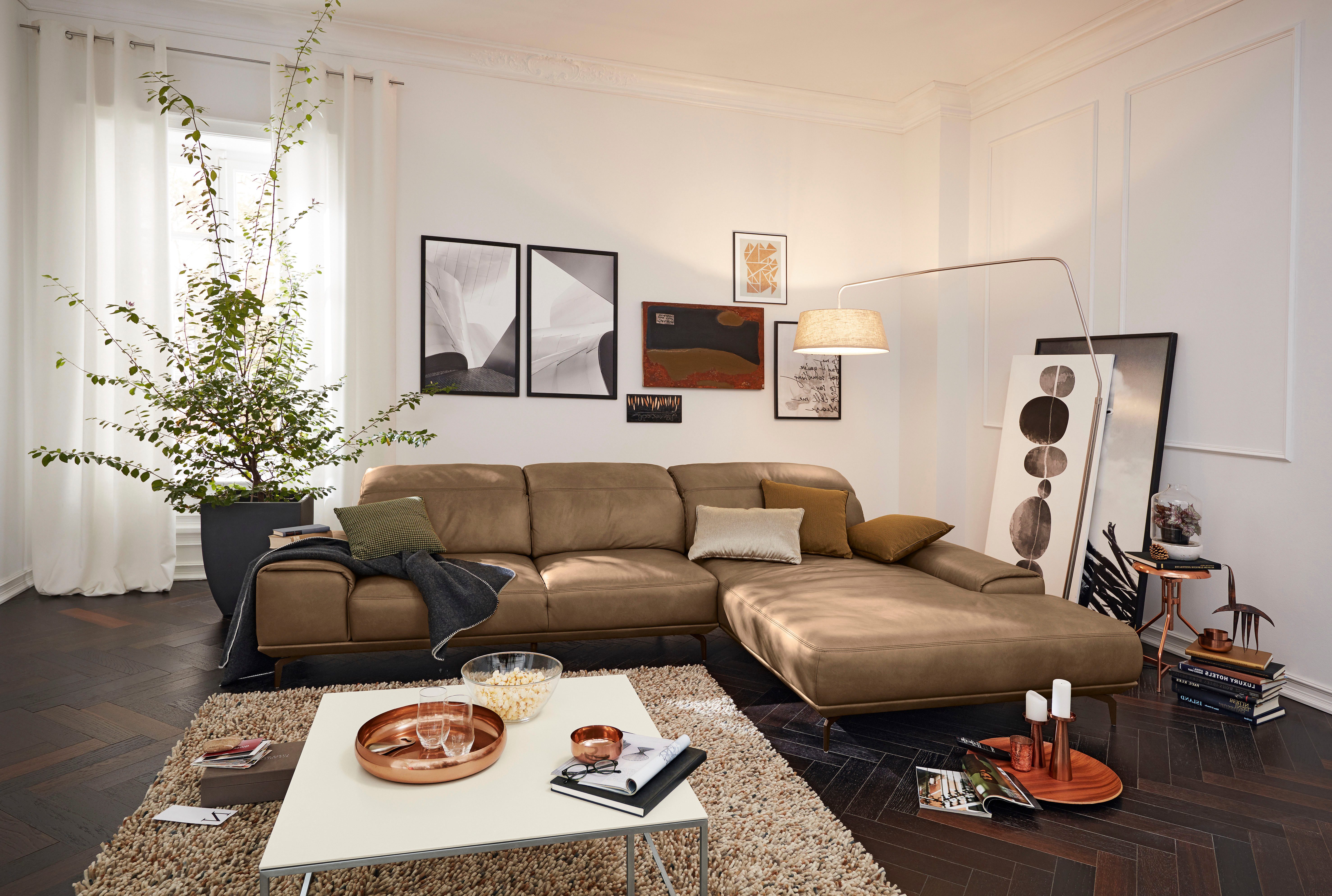 Musterring Wohnlandschaft MR 2490 Ecksofa mit erstklassigem Sitzkomfort, Long-Life-Leder, Bronze-Fuß, Sitzhöhe 48cm, wahlweise mit Funktionen, Maße 342 x 207 cm