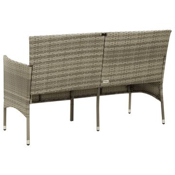 vidaXL Loungesofa Gartensofa 3-Sitzer mit Kissen Grau Poly Rattan, 1 Teile