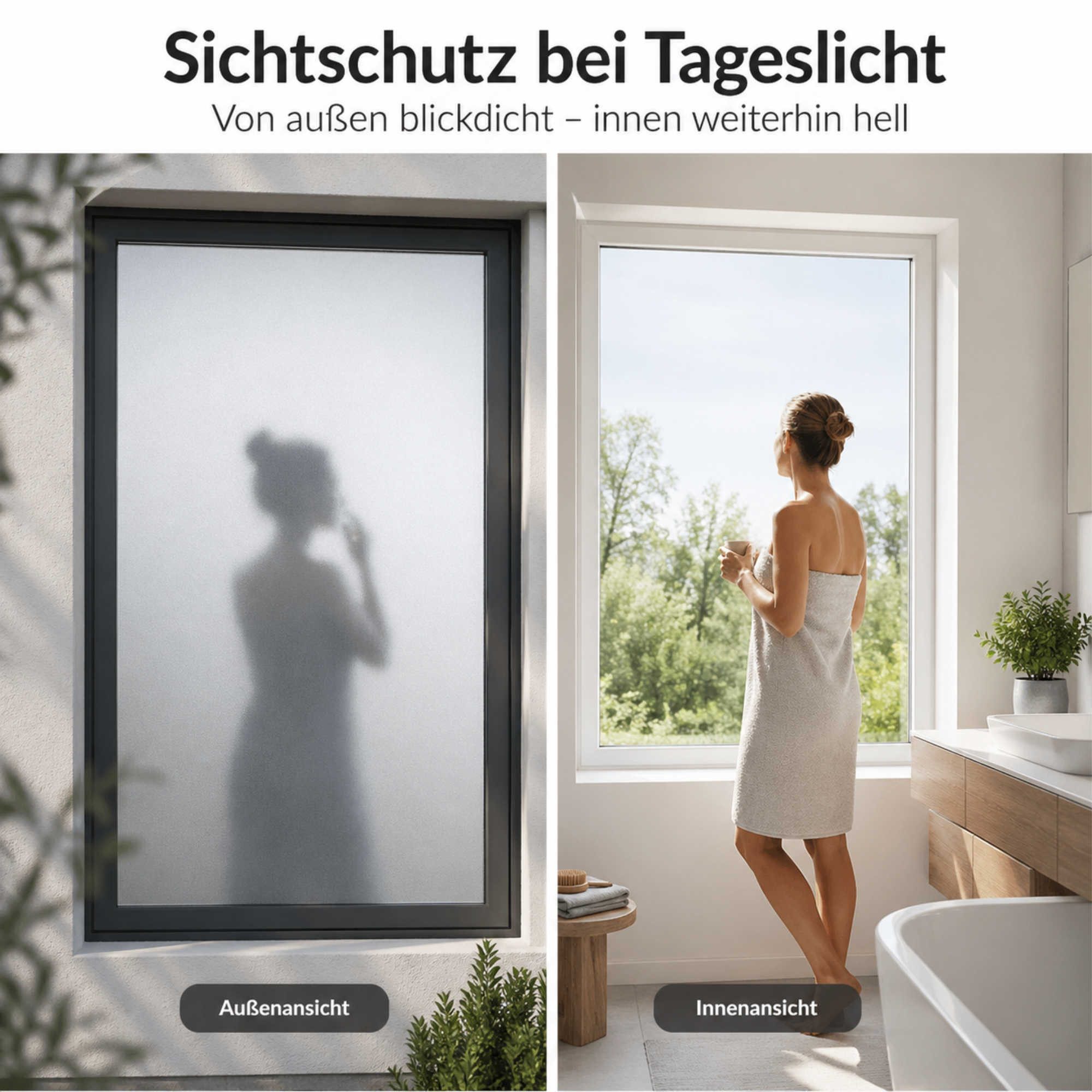 Nomiro Fensterfolie Sichtschutz Fensterfolie Streifen 9cm selbstklebend Milchglas silber, Streifen Design lichtdurchlässig Sichtschutz Milchglas zuschneidbar
