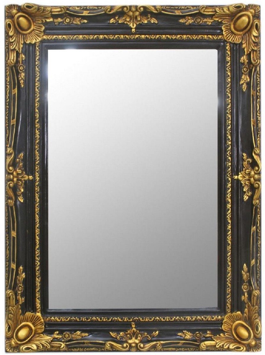 Casa Padrino Barockspiegel Barock Spiegel Schwarz / Gold 90 x 10 x H. 120 cm - Handgefertigter Wandspiegel im Barockstil - Garderoben Spiegel - Wohnzimmer Spiegel - Barock Möbel