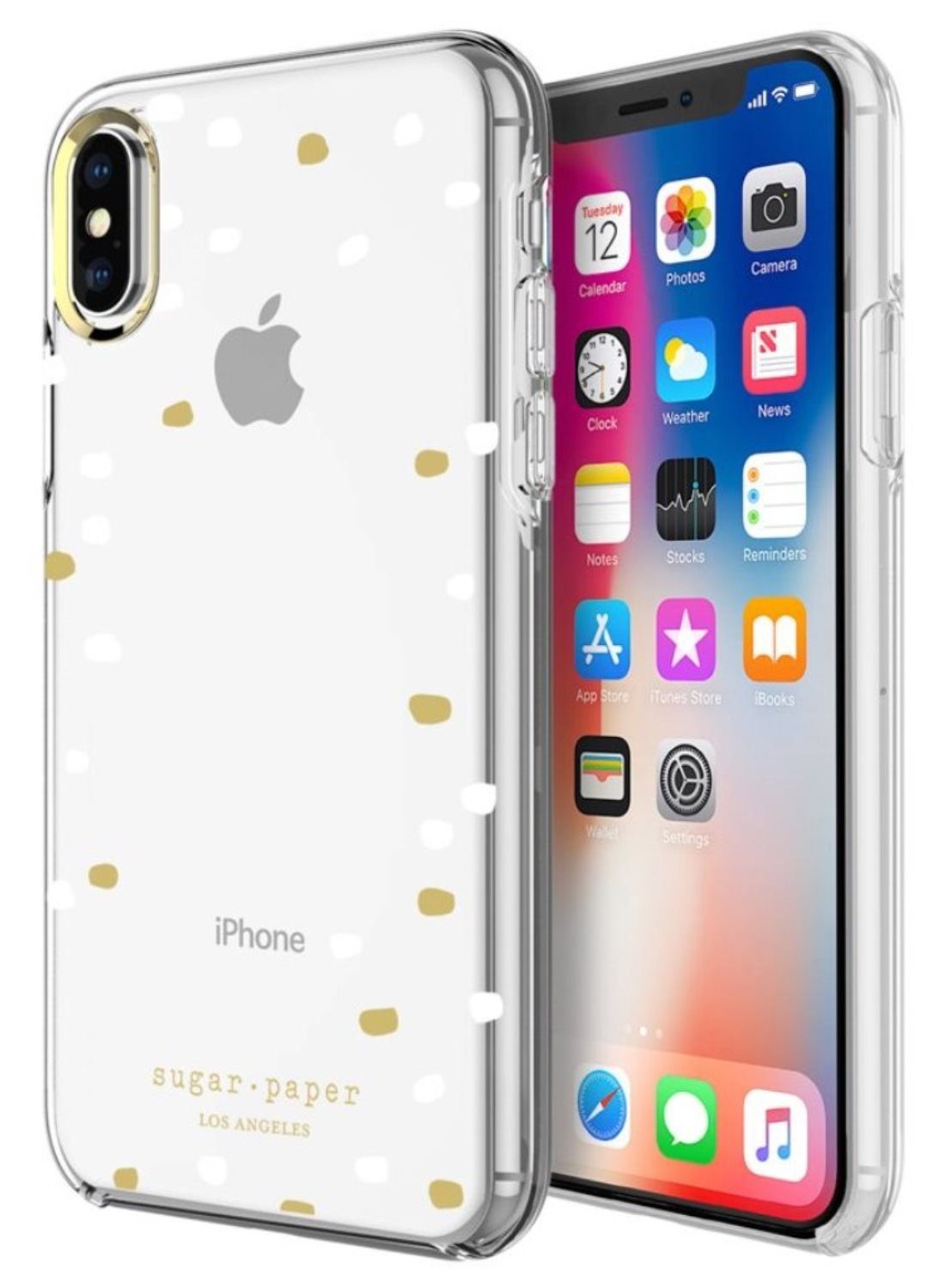 Incipio Handyhülle Sugar Paper LA Cover Party Dot Clear für Apple iPhone X/Xs 5,8 Zoll, Vollständiger Zugriff auf alle Anschlüsse und Schutz für Knöpfe