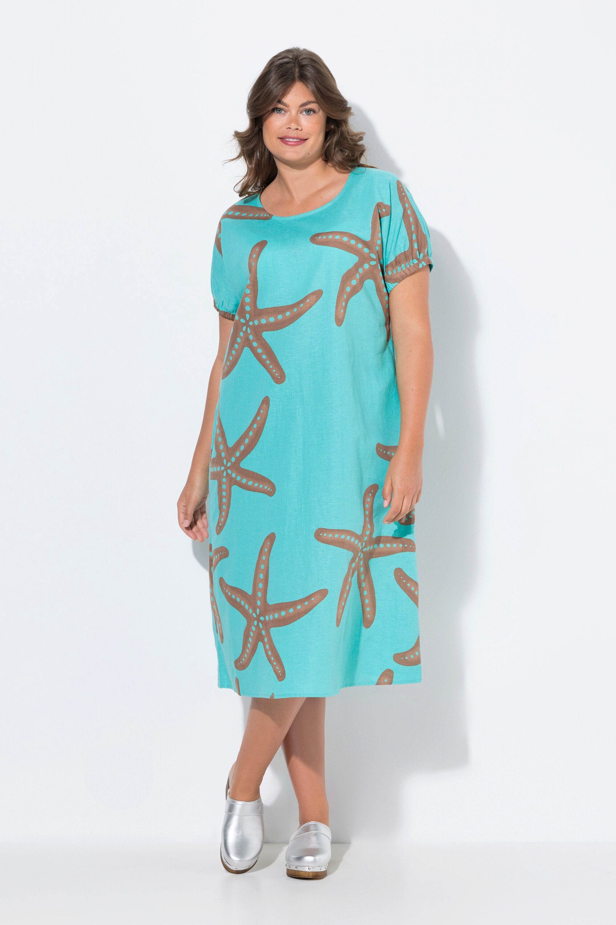 Laurasøn Midikleid Leinenkleid 1/2 Arm Rundhalsausschnitt günstig online kaufen