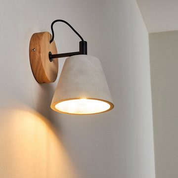 hofstein Wandleuchte »Thuras« Wandlampe aus Holz/Beton/Metall in Braun/Taupe/Schwarz, ohne Leuchtmittel, 1xE14, Wandspot im Retro/Vintage-Design