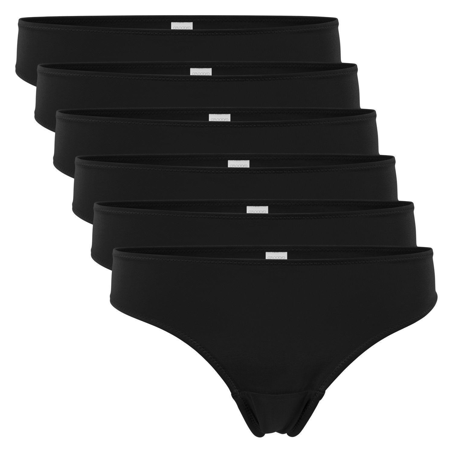 Dry-Fasern Quick String Tanga Damen Tanga Mini-Slips (6er celodoro Schwarz Pack) aus