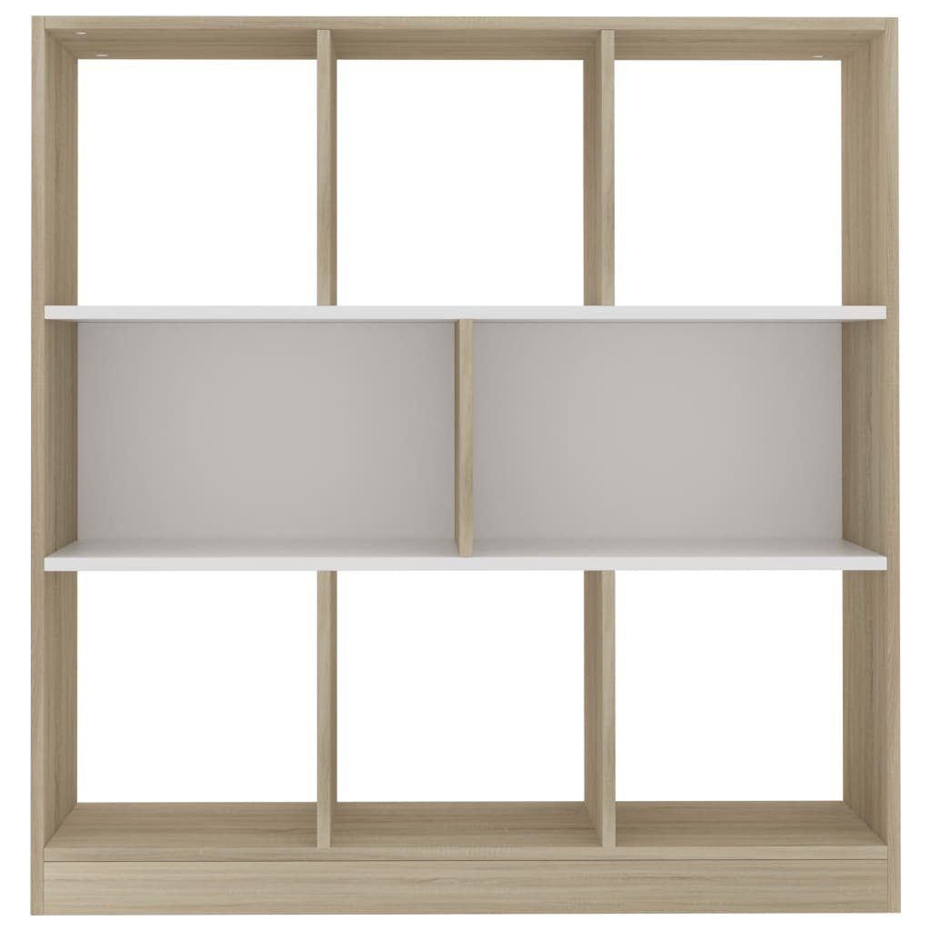 und furnicato 97,5x29,5x100cm Bücherregal Holzwerkstoff Weiß Sonoma-Eiche
