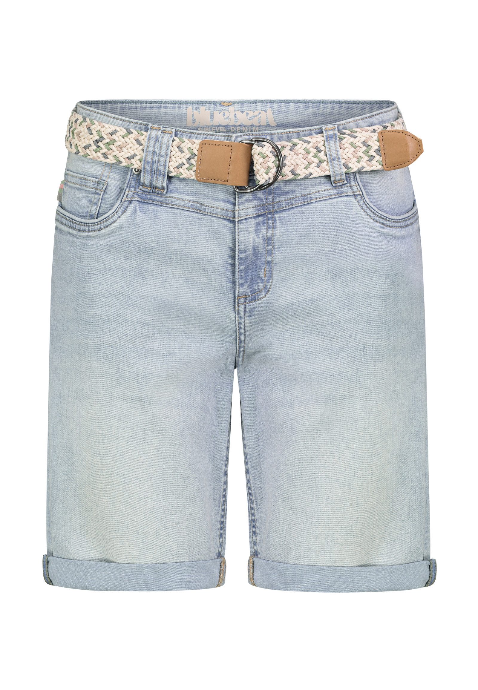SUBLEVEL Jeansbermudas Damen Jeansbermuda mit schönem Gürtel Sommerhose, De günstig online kaufen