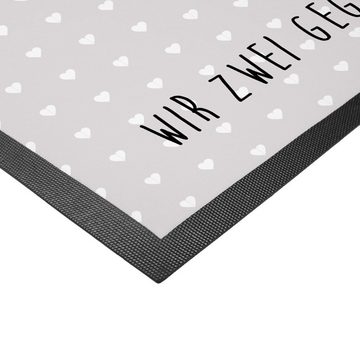 Fußmatte 40 x 60 cm Mäuse Herz - Grau Pastell - Geschenk, Love, Haustürmatte, Mr. & Mrs. Panda, Höhe: 0.3 mm, Dekorativ & Praktisch