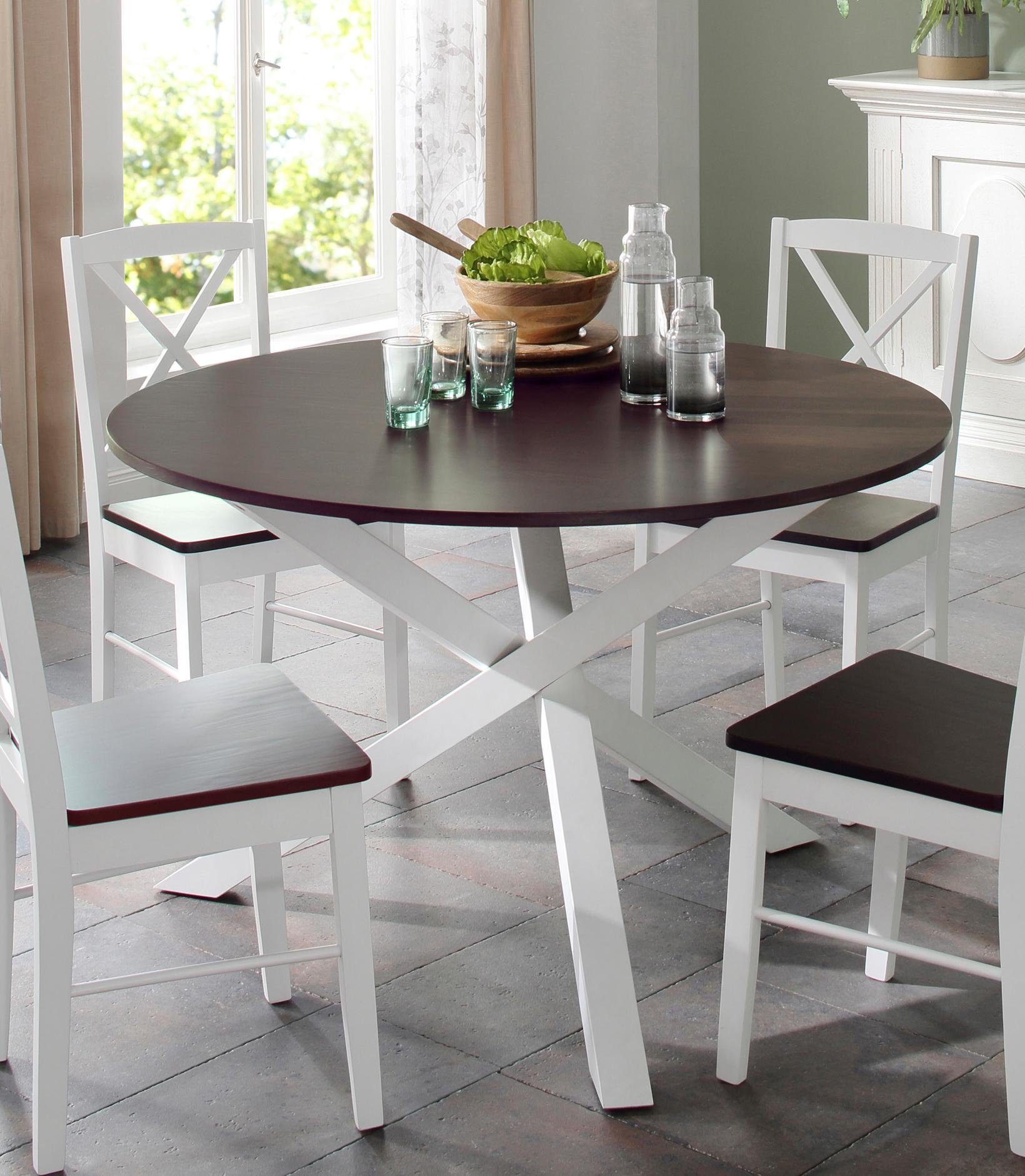 Home Affaire Esstisch Bristol Aus Massivem Schonem Kiefernholz Mit Einzigartigem Beingestell Durchmesser 120 Cm Online Kaufen Otto