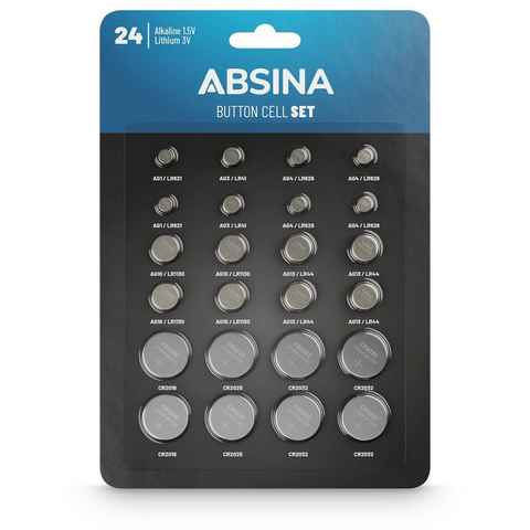 ABSINA 24er Pack Alkaline & Lithium Knopfzellen - 1,5V & 3V - Knopfbatterien Knopfzelle, (1 St)
