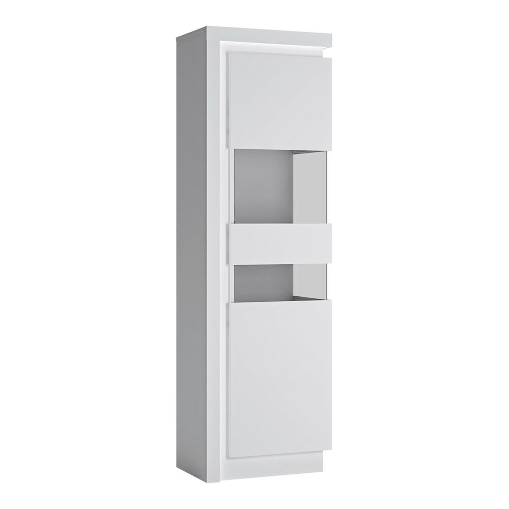 60/198,5/42 Beleuchtung, Lomadox weiß Vitrine LED LYNDHURST-129 cm mit Hochglanz