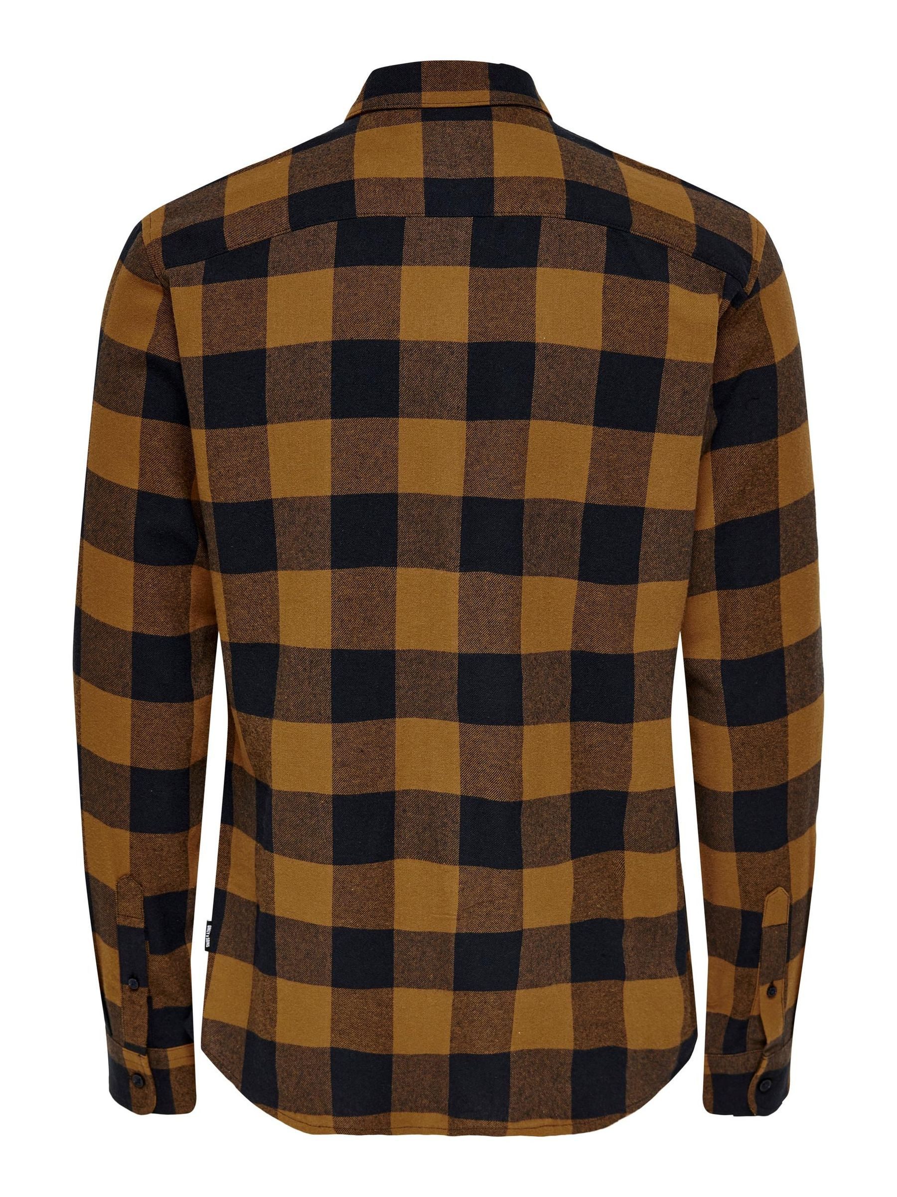 ONLY & SONS Langarmhemd fürFreizeit Karohemd Holzfäller Kariertes Flanellhemd (1-tlg) Baumwolle Slim Fit Kentkragen kariert wärmend Knöpfe