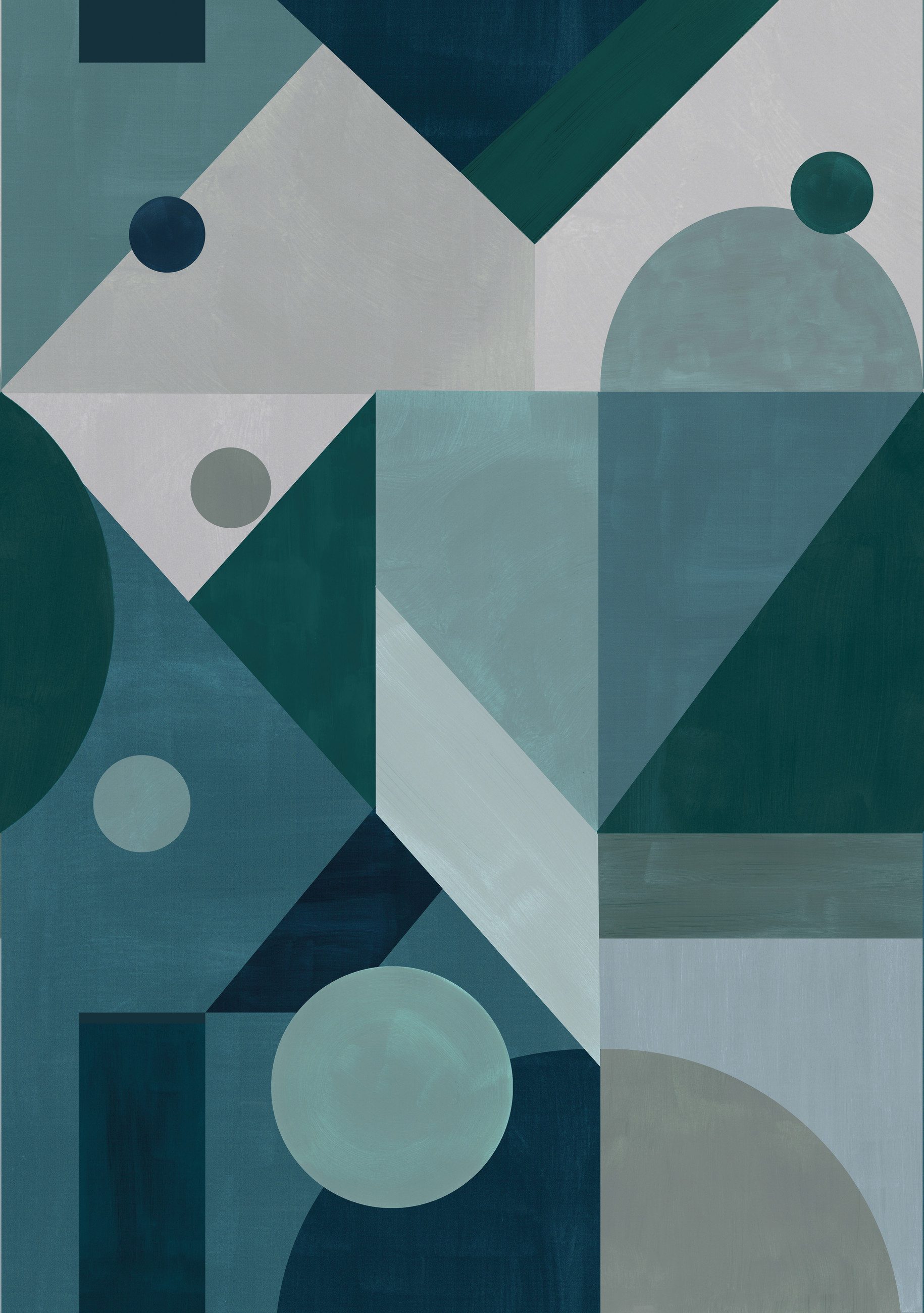 Rasch Fototapete Geometrische Formen in Blau - Roomblush Shapes RB301 - 2,85m x 2,00m, glatt, Abstrakt, Modern, (1 St), Geometrische Formen, abstrakt