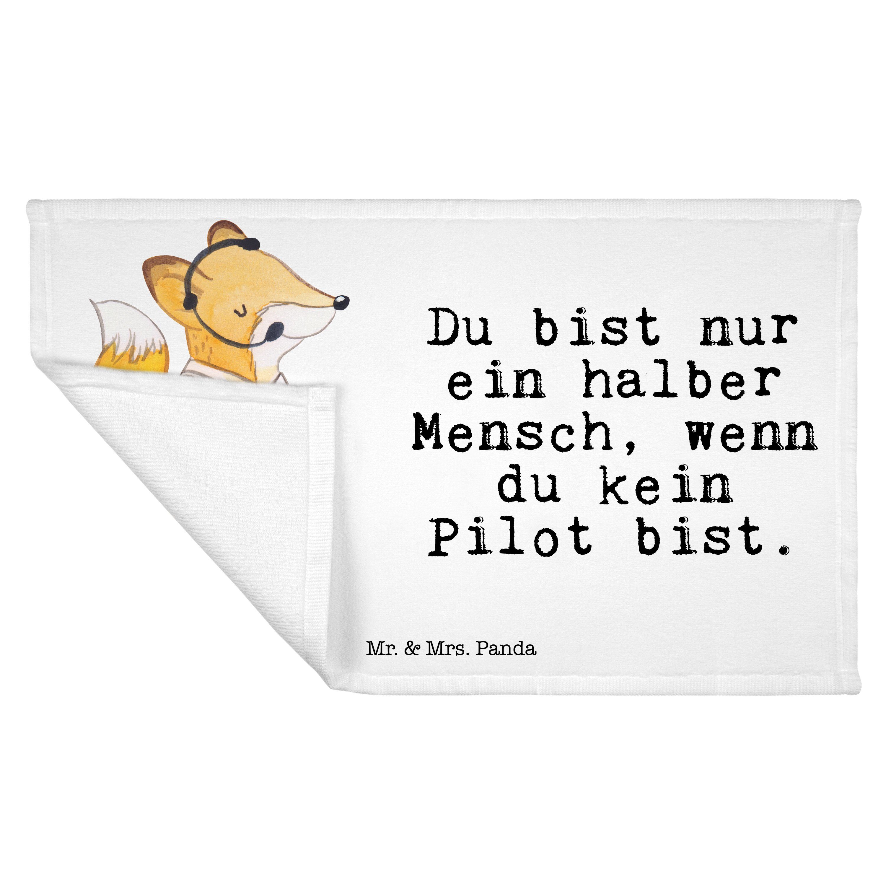 Mr. & Mrs. Panda Handtuch Weiß (1-St) Geschenk, Herz Cockpit, Mitarbeit, Pilot mit Handtuch, Kinder - 