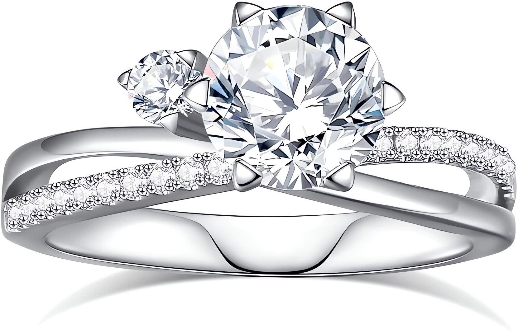 Jumpeak Diamantring Eheringe Weißgold,Runder Diamantring,Damen-Ehering,Schlicht,Brautset, 1,5 ct Labordiamant,E Farbe,VS1,3EX,Promise Ring,Frauen Geschenk