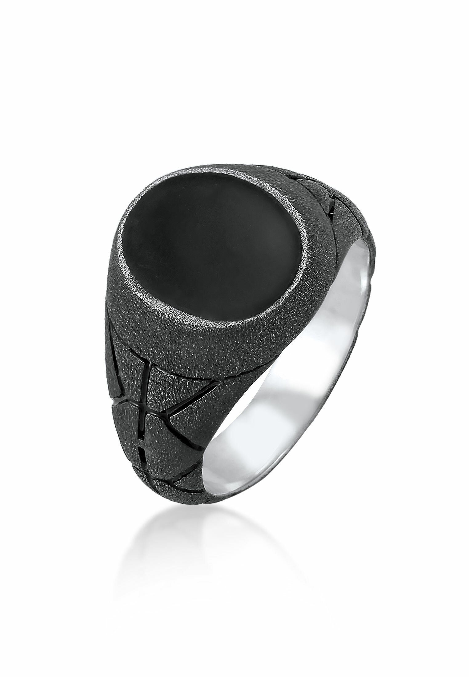 Kuzzoi Siegelring Herren Siegelring Oval Emaille 925er Silber