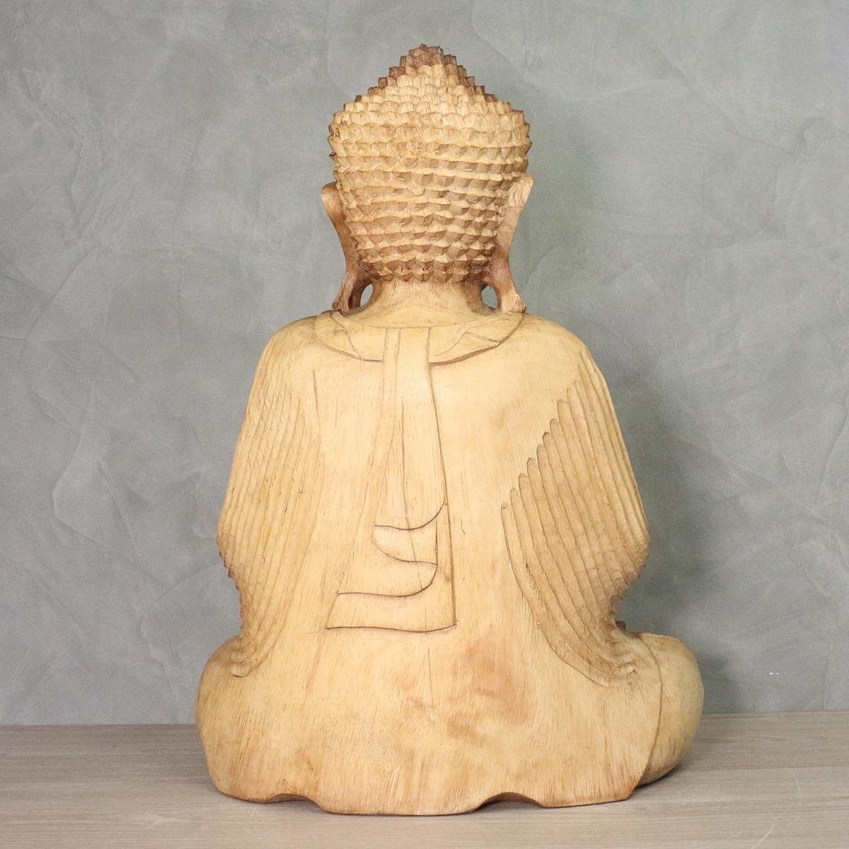 Massiv Holzfigur Herstellung Galerie 50 Dekofigur traditionelle Ursprungsland Sitzender Buddha im Natur Handarbeit in cm B4 Oriental (1 St),