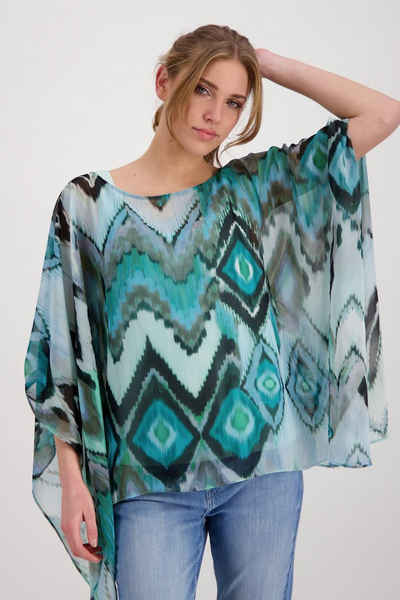 Monari Klassische Bluse Semitransparente Tunika Bluse mit Ikat Muster