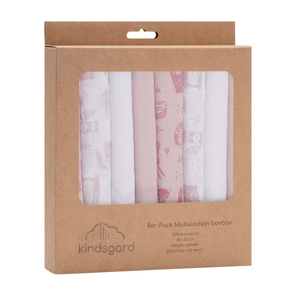 Hütte & Co. Kinderwagen-Handwärmer Mullwindel - 8er Pack - rosa - 65 x 65cm, (8-St)