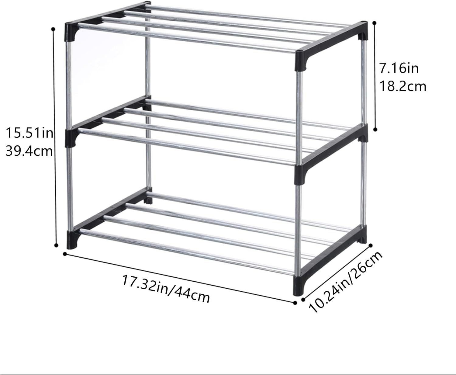 Diwzbyn Schuhregal Schuhregal Stapelbar 3/4 Ebenen, Leichter Schuhorganizer Schwarz, Für Flur, Eingang, Schlafzimmer & Kleiderschrank