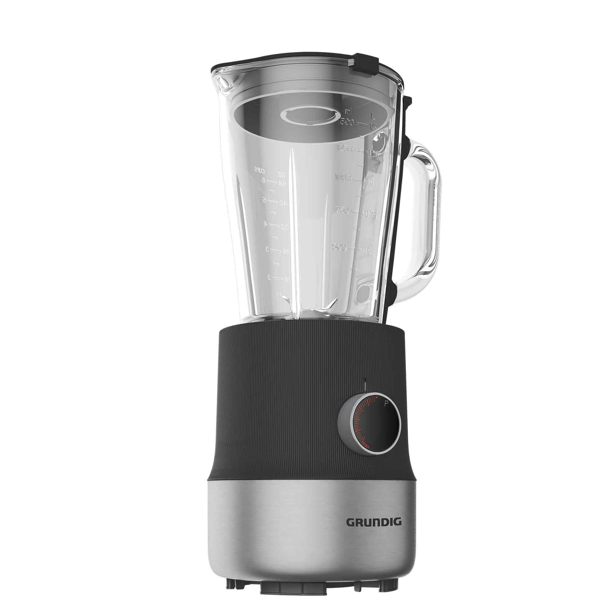 Grundig Standmixer SM 6430, 800 W, 1,5 L, 4 Edelstahlklingen, Pulsfunktion, Messskala, Glasbehälter