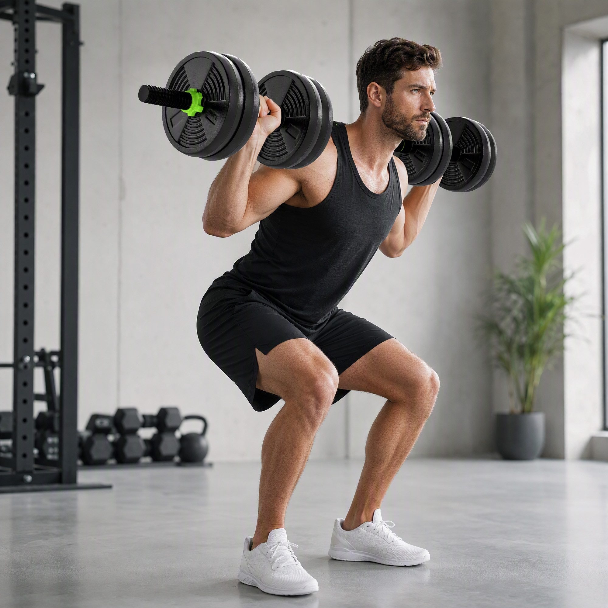 SPORTNOW Hantel-Set Kurzhanteln Langhanteln 3-in-1 verstellbar 15 KG, (Hantelset, Kurzhantel Set), für Krafttraining Zuhause Fitnessstudio