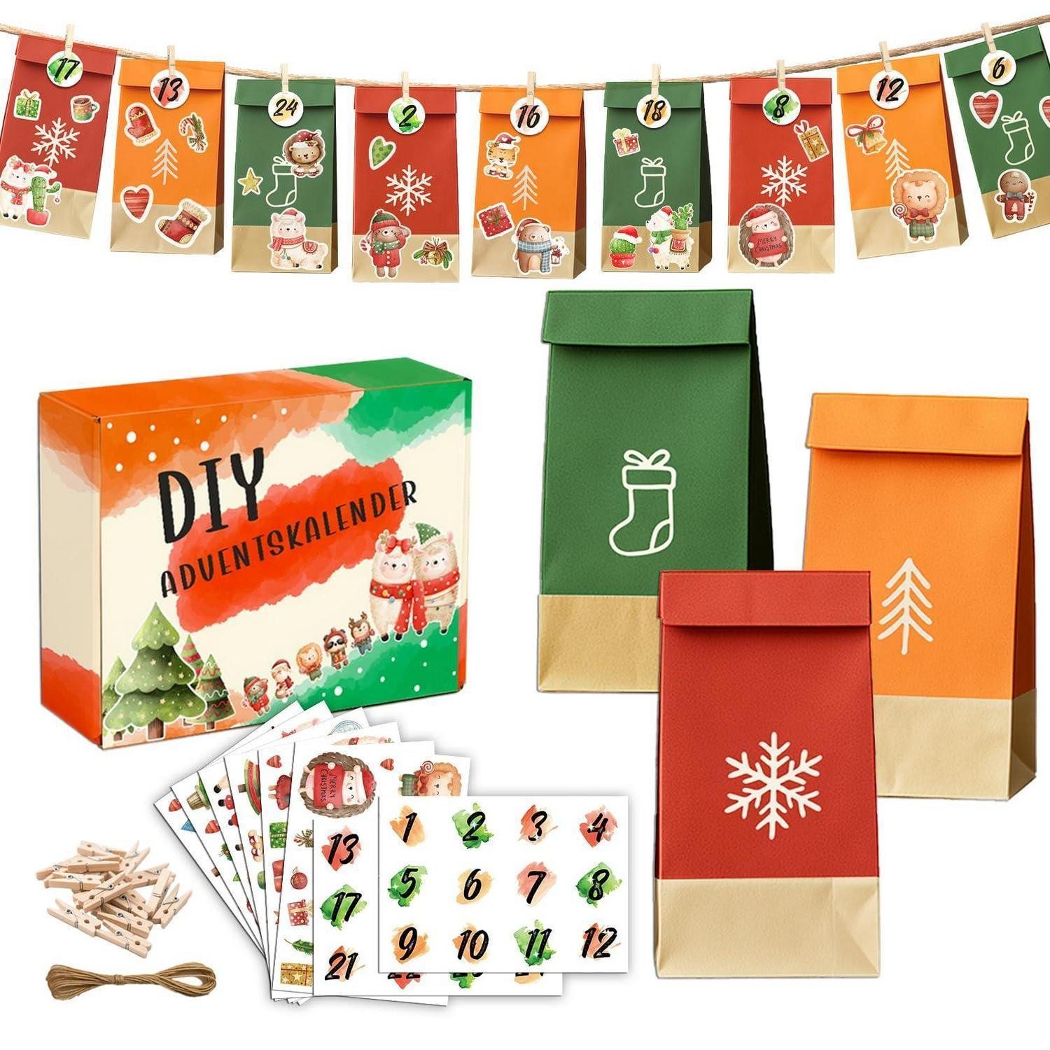 LuxusKollektion DIY-Adventskalender DIY Adventskalender Papiertüten 24er Set
