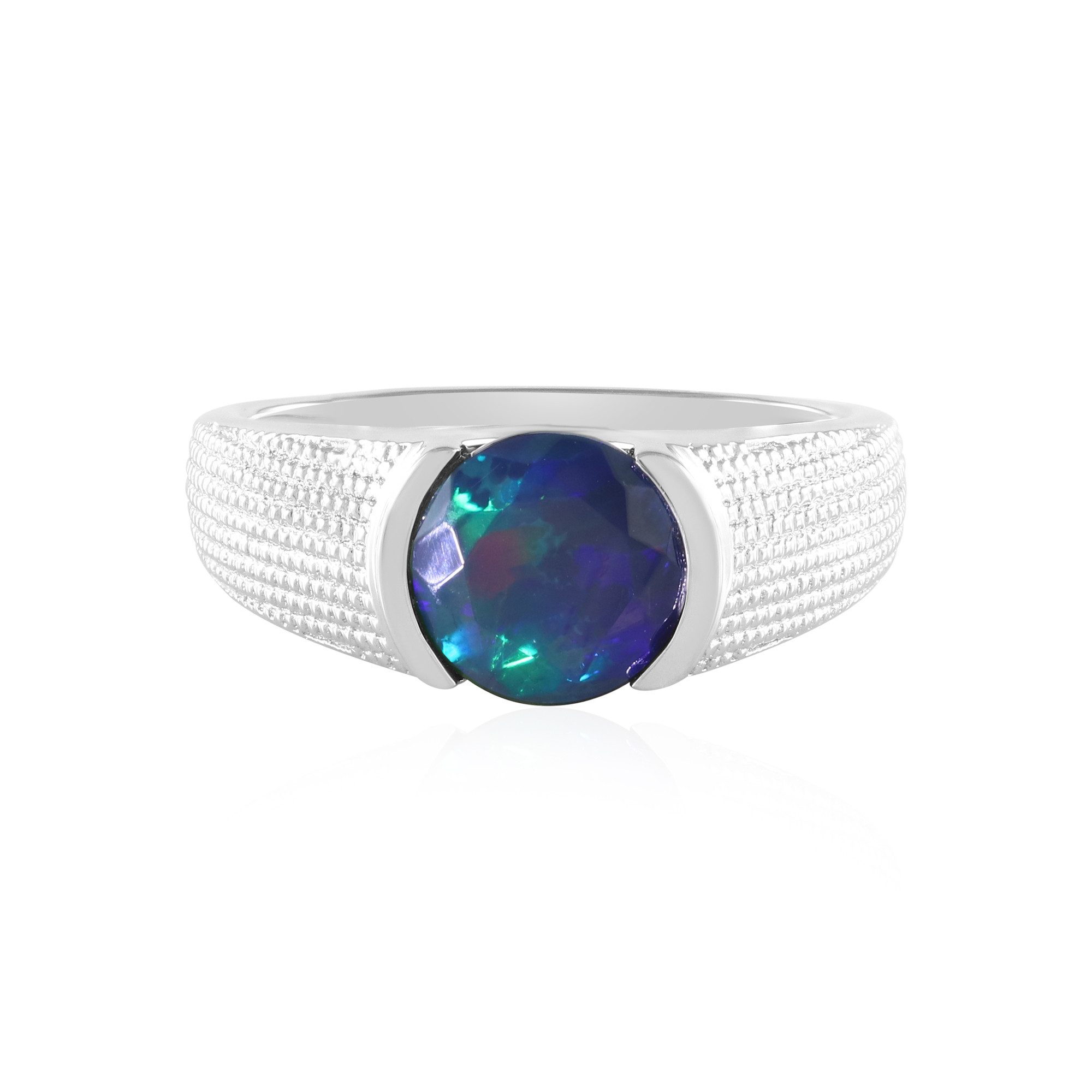 Solitärring Cavill Ring 1,02 ct äthiopischer Opal Rund Schliff 925 Silber