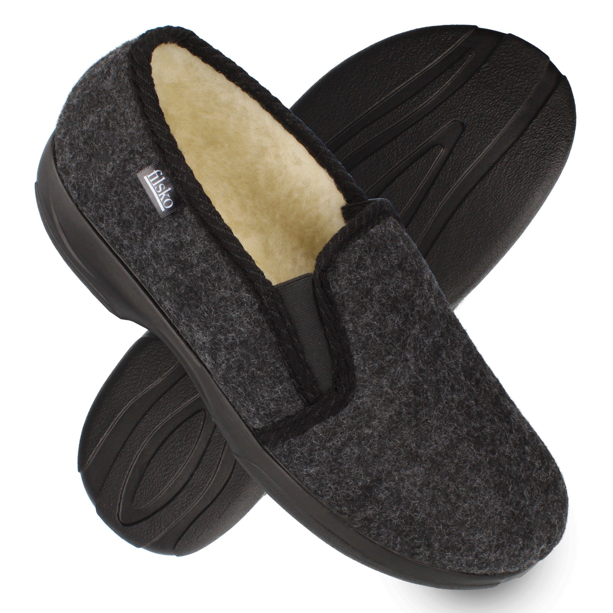 filsko Vemdalen Herren Hausschuh mit Schafwolle gefüttert, zum Schlupfen, Gummizug