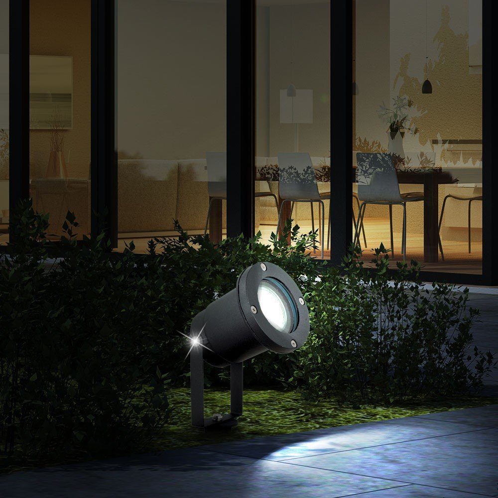 etc-shop Gartenstrahler, Leuchtmittel nicht inklusive, Steck Erdspieß Leuchten Set Außen Eingangs 2er Hof Design