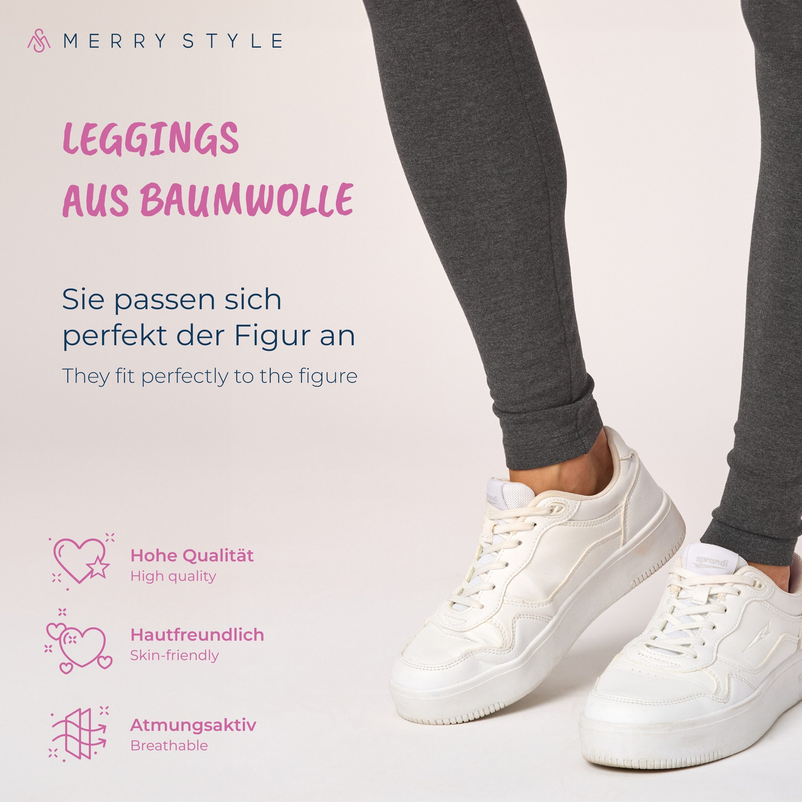 Merry Style Leggings 2er Pack Damen Hose aus Baumwolle MS10-198 (1-tlg) – Bild 5 von 5