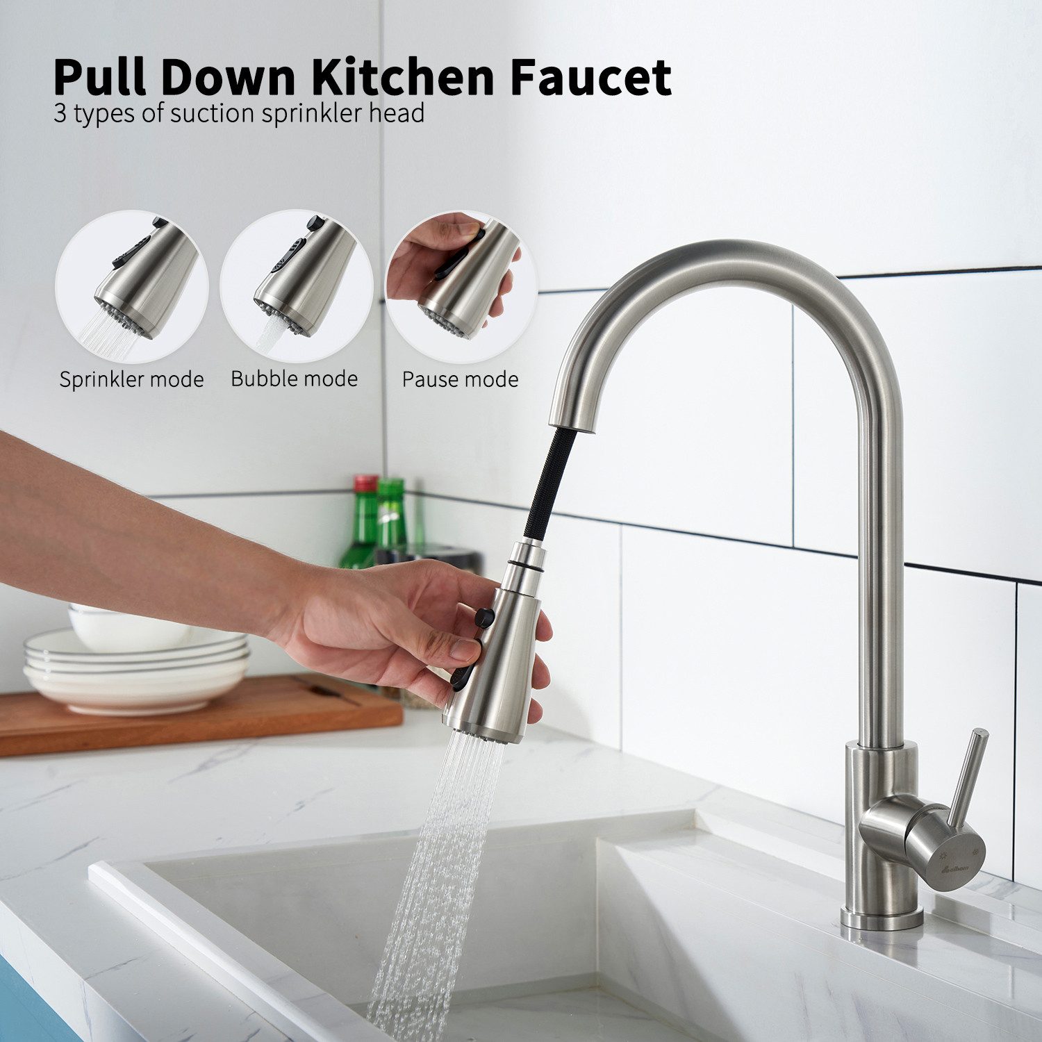 HOMELODY Küchenarmatur Hochdruck Wasserhahn Küche 360° Küchenarmatur mit Au günstig online kaufen