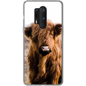 MuchoWow Handyhülle Schottische Highlander - Landschaft - Kuh - Braun - Tiere - Natur, Phone Case, Handyhülle OnePlus 8 Pro, Silikon, Schutzhülle