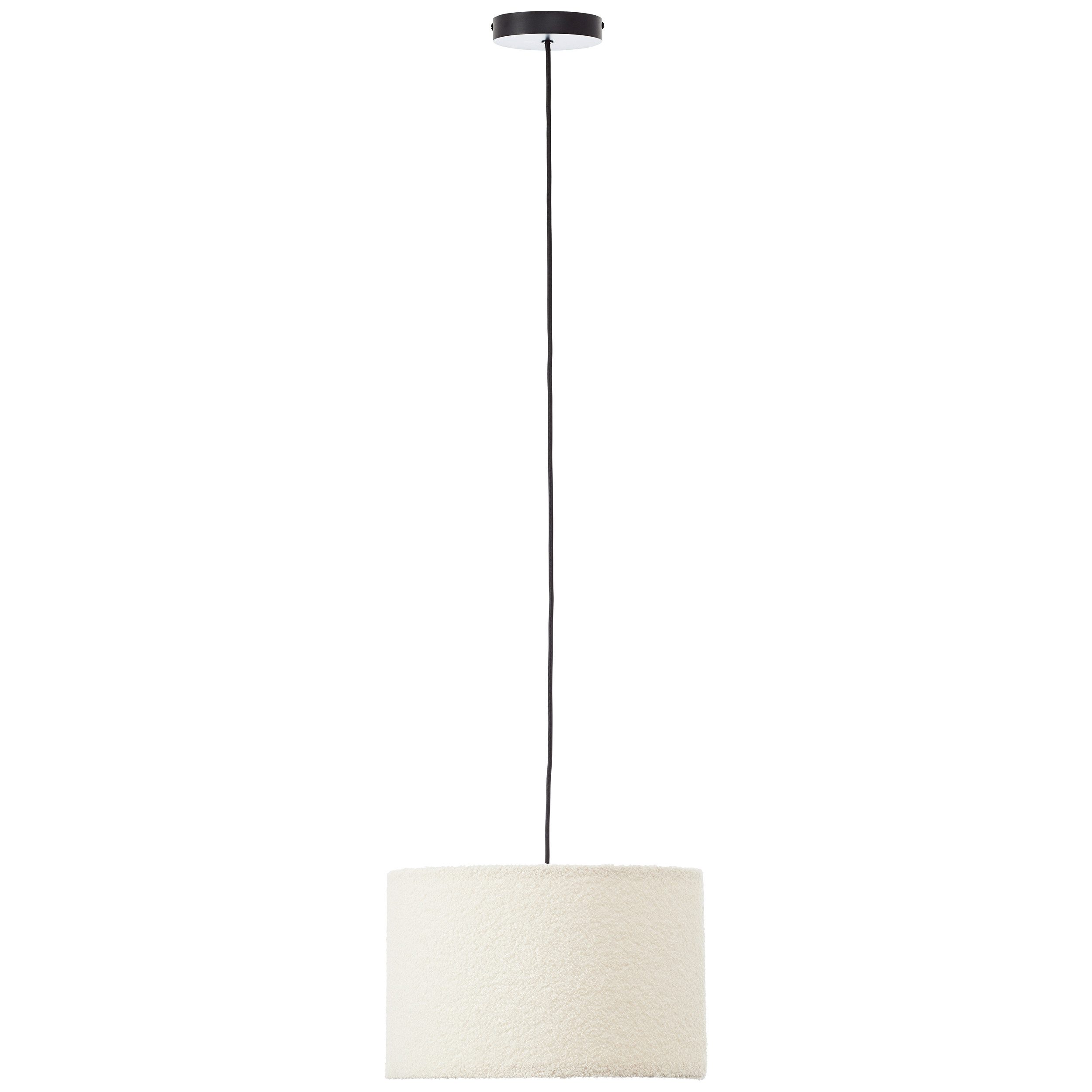 Brilliant Pendelleuchte Teddy, ohne Leuchtmittel, flauschiger Teddystoff, 150 x 35 cm, E27, kürzbar, Textil, beige