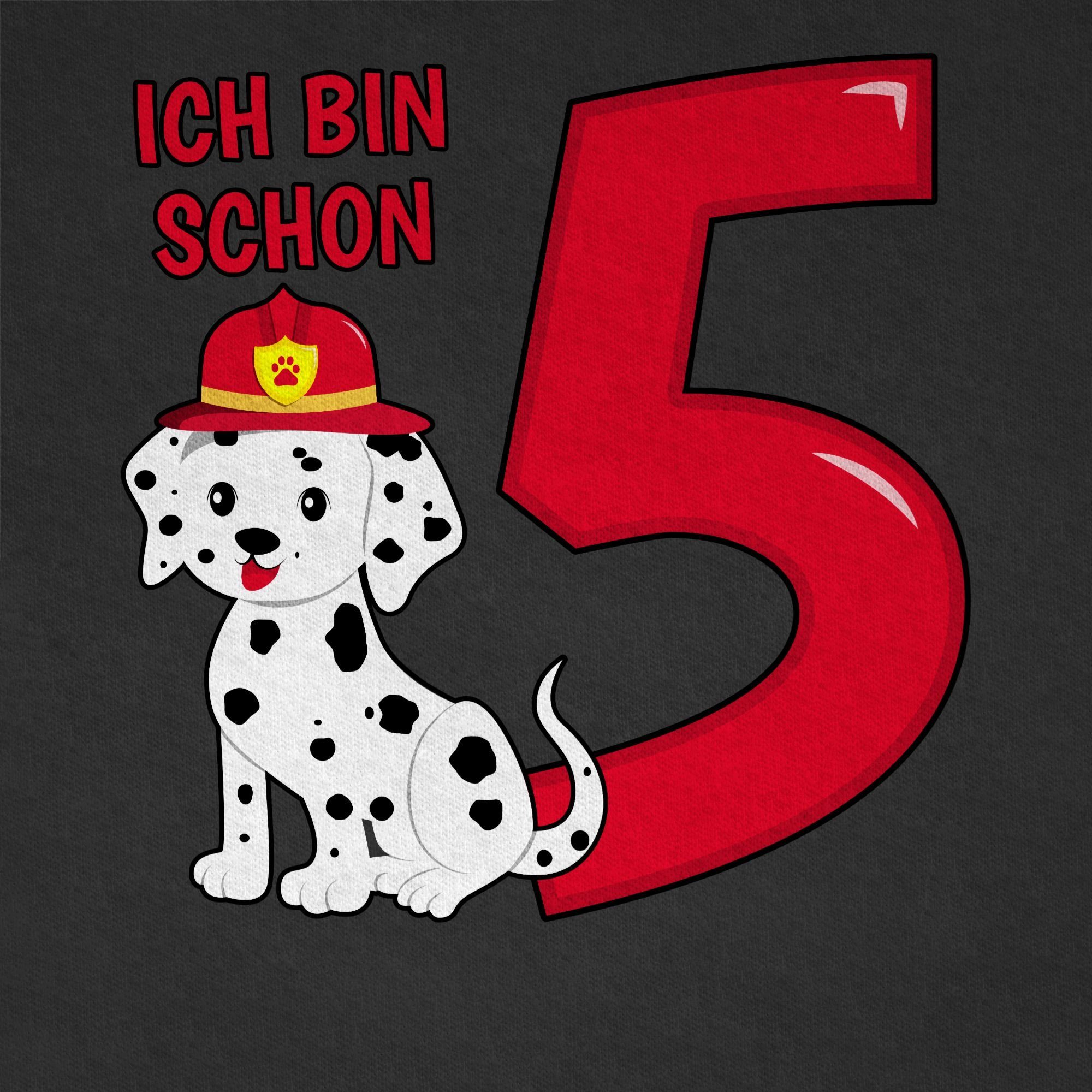 Shirtracer Geburtstag Schwarz schon fünf Feuerwehr Hund Ich 5. T-Shirt bin 3