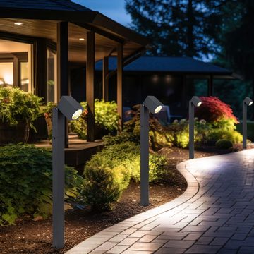 etc-shop LED Außen-Stehlampe, Leuchtmittel inklusive, Warmweiß, Wegeleuchten Außen anthrazit Garten Stehlampe Aussen