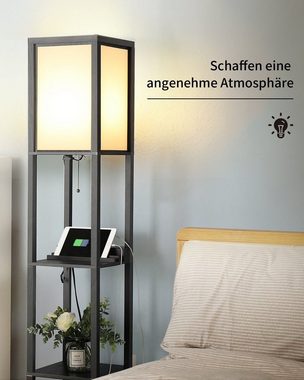 awortek LED Stehlampe Stehleuchte mit Ablage, moderne Hochleuchte mit Ladestation, LED wechselbar, Lagerung, mit Ladestation