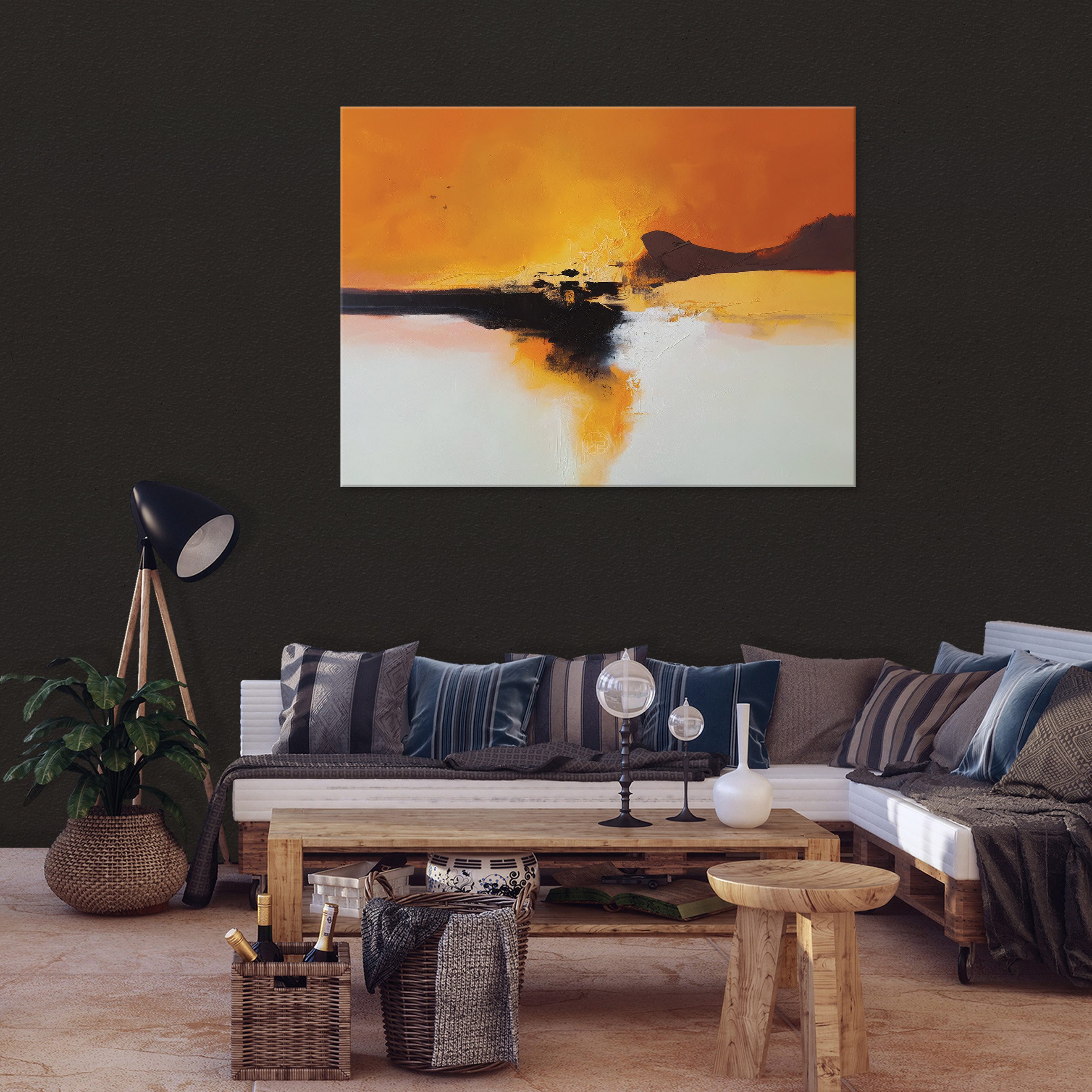 Wallarena Leinwandbild Abstrakt Loft - Orange - Modern - Wohnzimmer, Abstrakt, 40x30x2cm