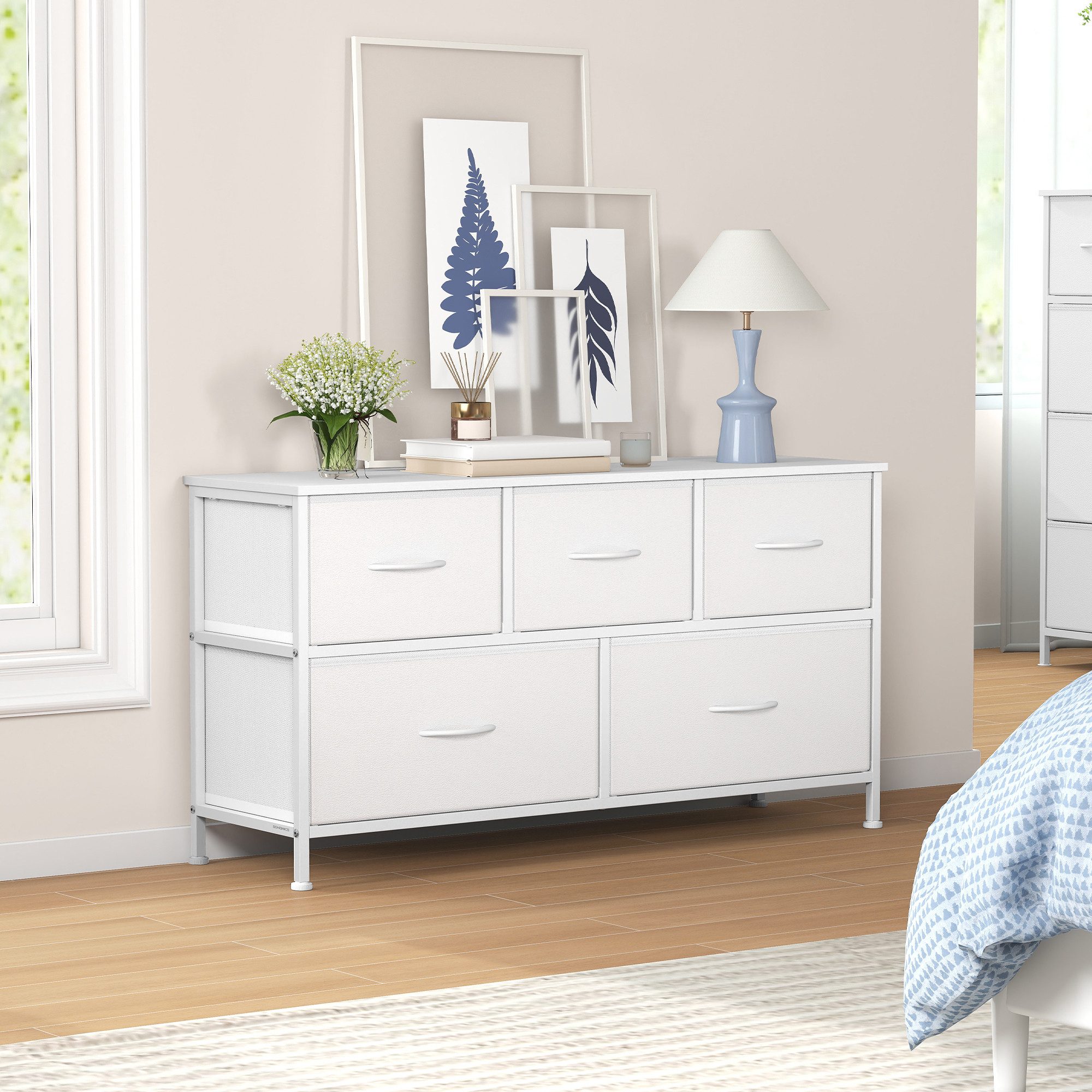 SONGMICS Kommode Schrank mit 5/6/7/8/9 Schubladen, Aufbewahrungsschrank, Stahl, MDF, Vliesstoff, für Schlafzimmer