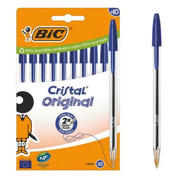 BIC Kugelschreiber Cristal Original, (10-tlg), Strichstärke: 0,4 mm, mit Kappe