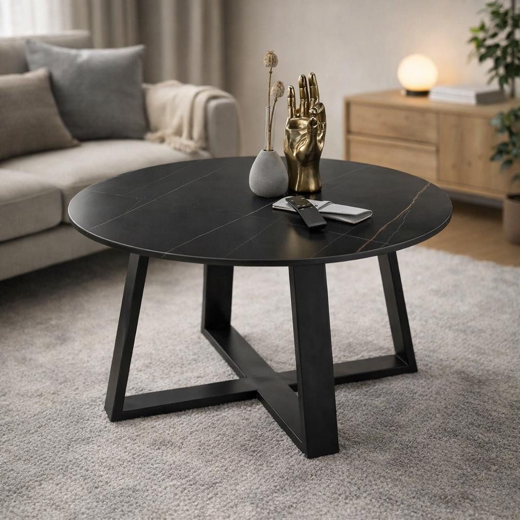 möbelando Couchtisch Tanea, in schwarz, Keramik, Metall - 45x80cm (HxD)